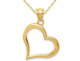 14K Yellow Gold Open Heart Pendant Necklace with Chain